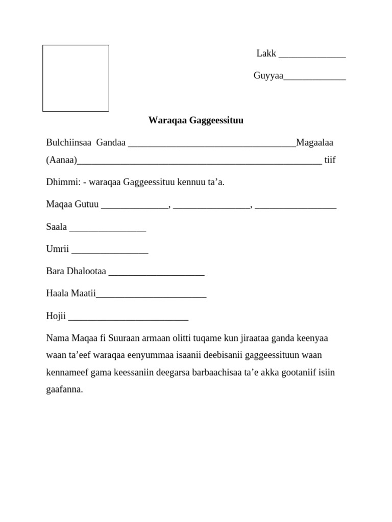 Waraqaa Gaggeesituu PDF