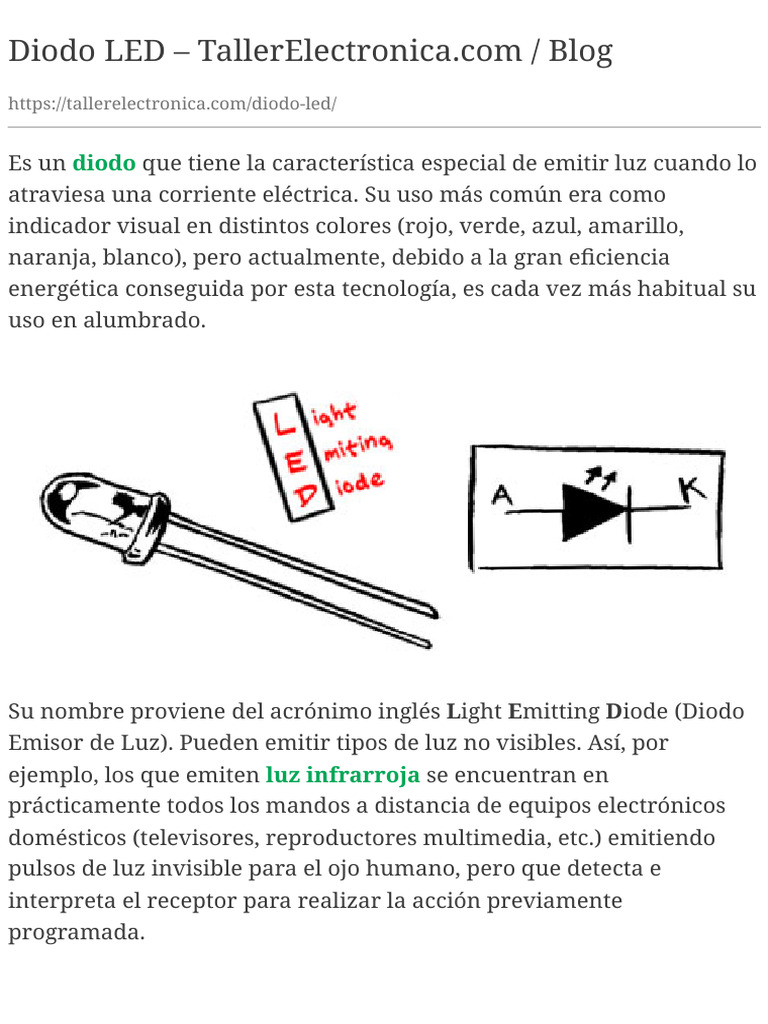 Diodo LED - TallerElectronica - Com Blog+ | PDF
