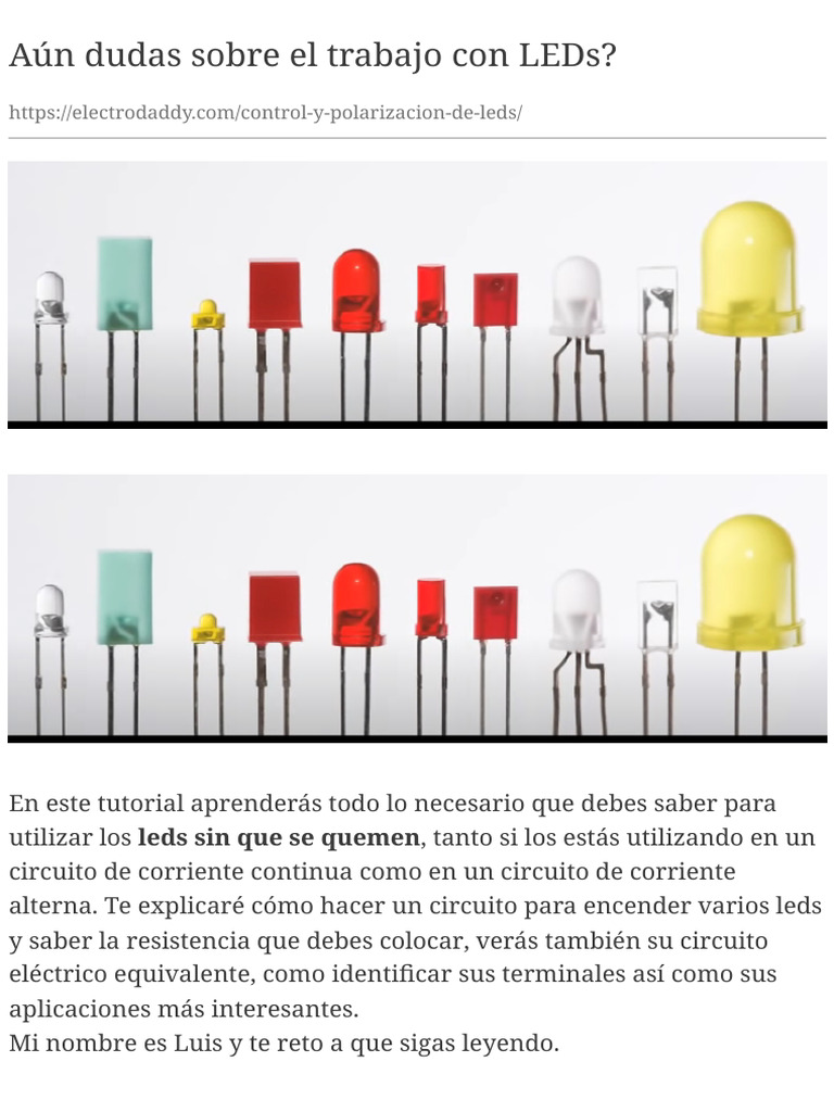 Guía completa sobre diodos LED y su uso | PDF | Diodo emisor de luz ...