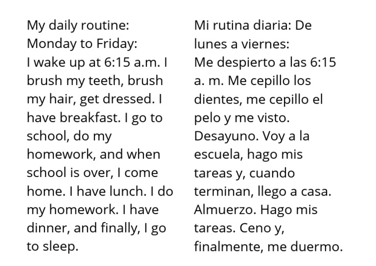 My Daily Routine Monday To Friday I Wake Up at 615 A.M. I Brush My ...