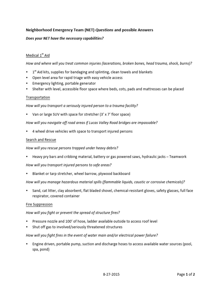 Neighborhood Emergency Team Guide | PDF