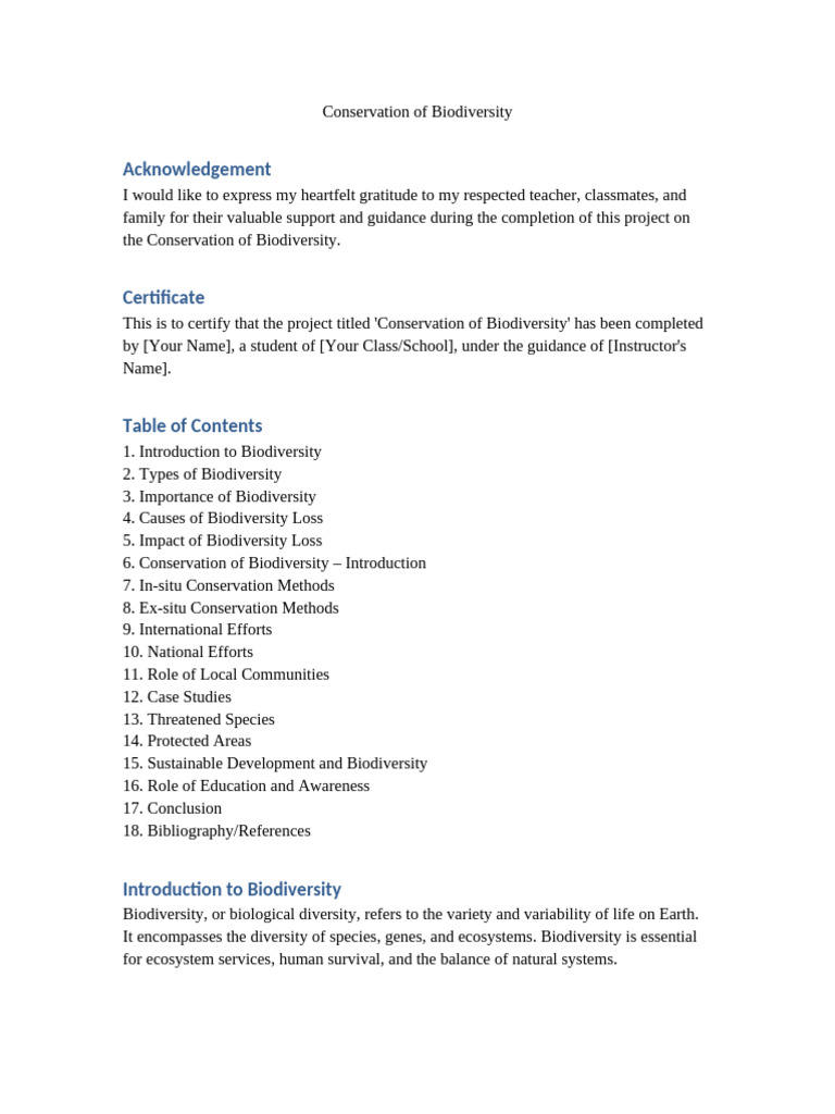 Conclusion on Biodiversity Conservation | PDF | Conservation Biology ...