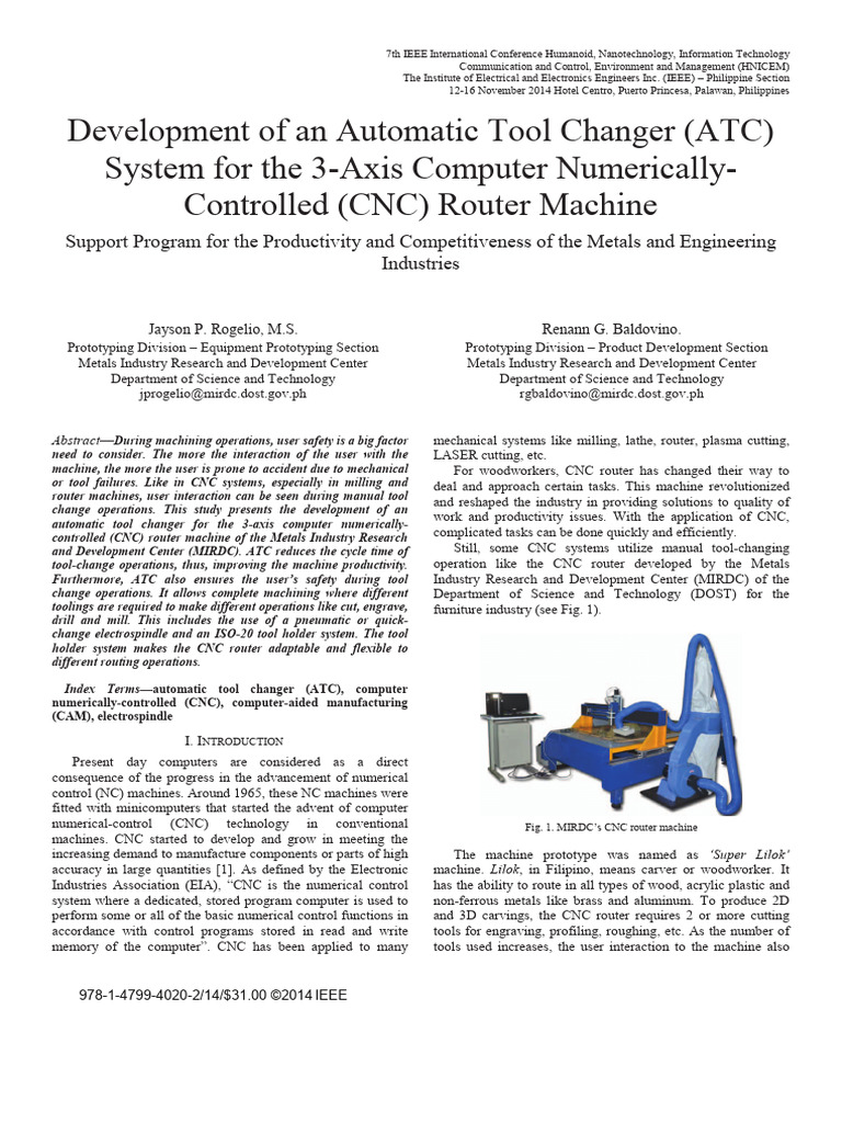 Automatic Tool Changer for CNC Router | PDF | Numerical Control ...