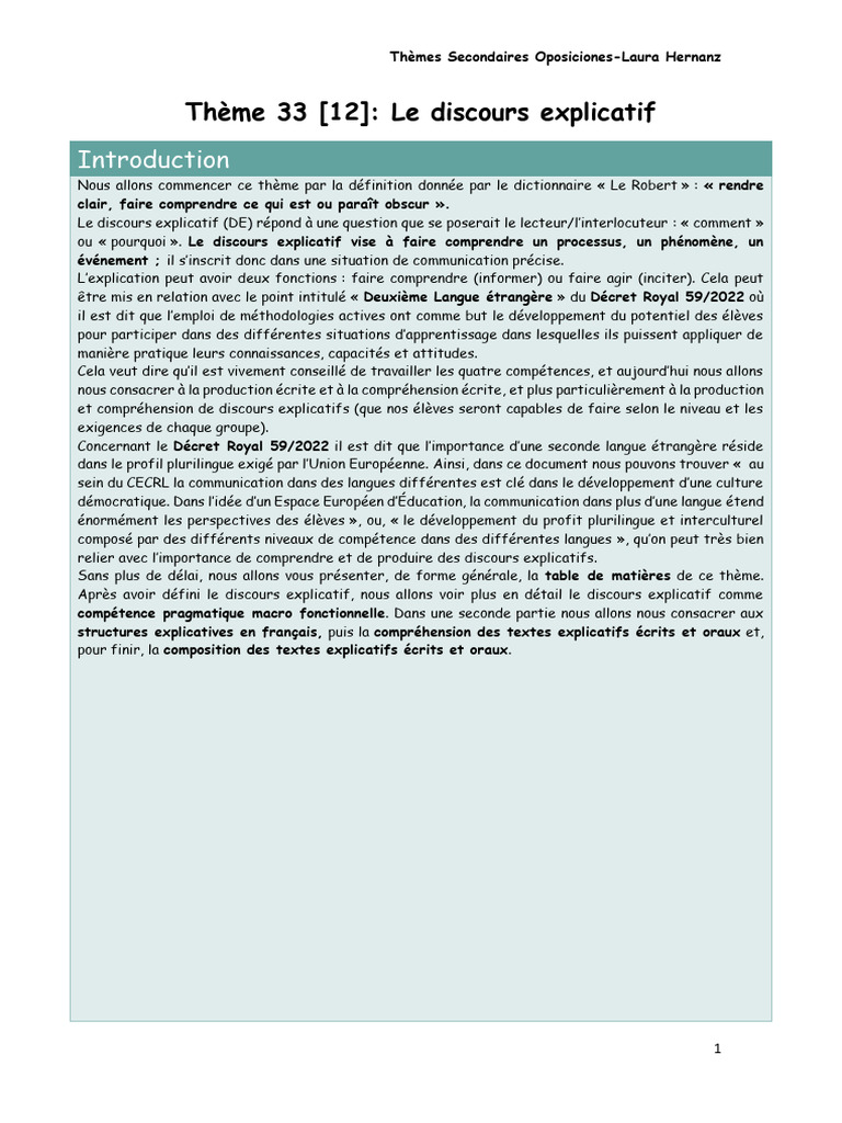 Comprendre le discours explicatif | PDF | Discours (linguistique ...