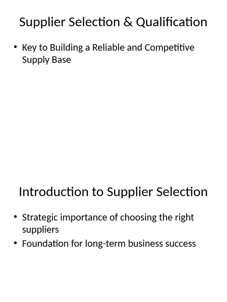 Supplier Selection and Qualification | PDF | Performance Indicator ...