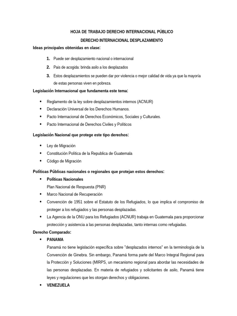 Desplazamiento Forzado y Derechos Humanos | PDF | Refugiado | Alto ...