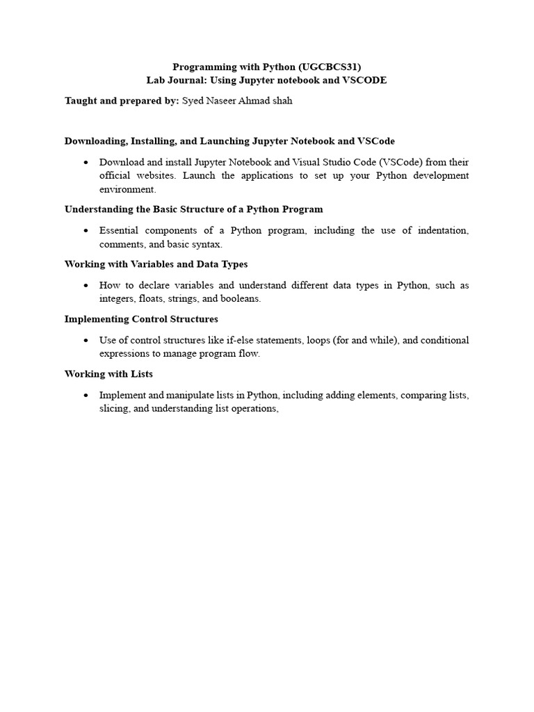 Python Lab Journal | PDF
