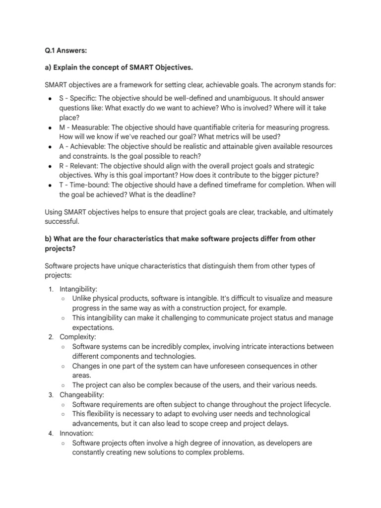 Understanding SMART Objectives and Software Project Characteristics ...