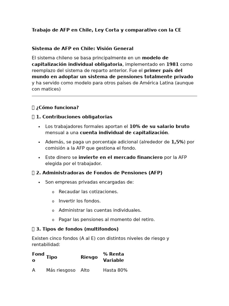Trabajo de AFP en Chile VF Clau | PDF | Pensión | Jubilación