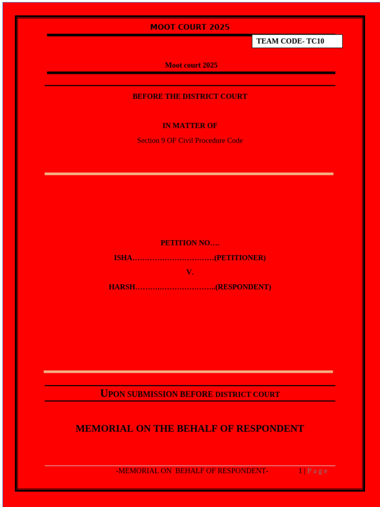 Respondent (1) Moot Court | PDF | Offer And Acceptance | Consent