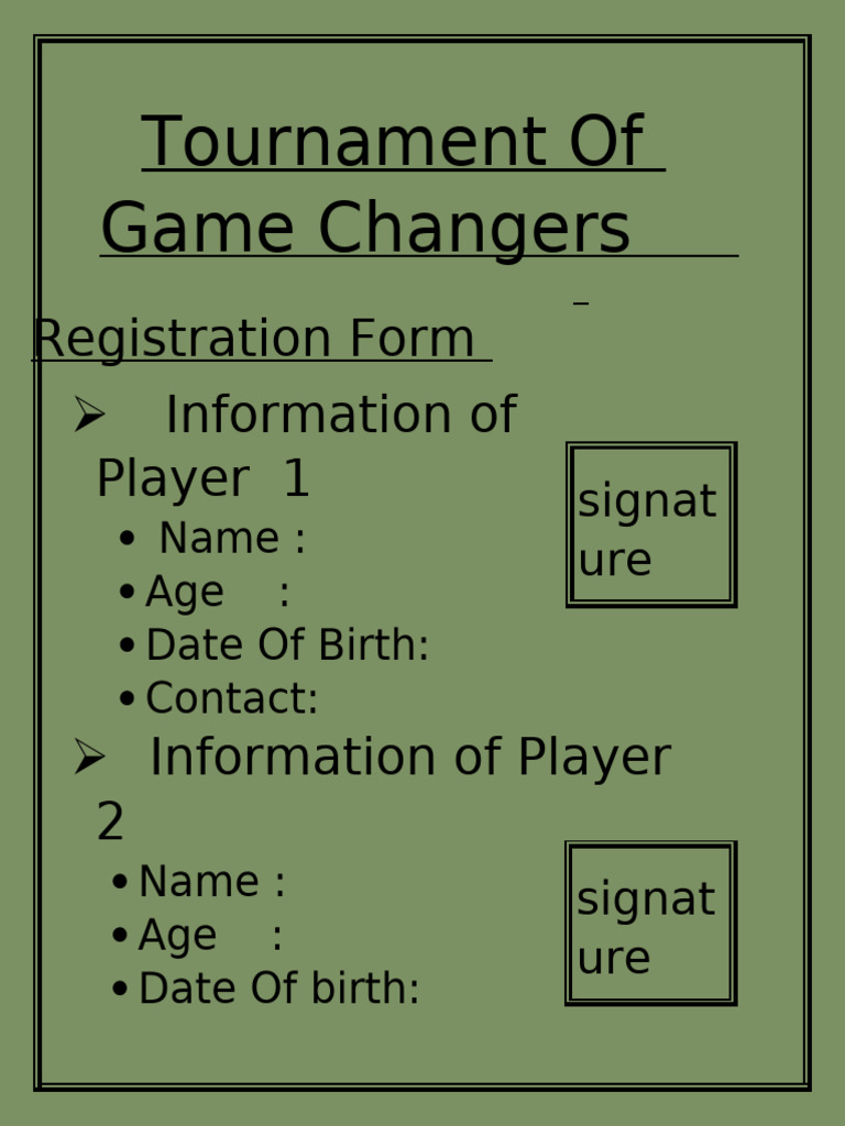 Game Changers Tournament Registration | PDF