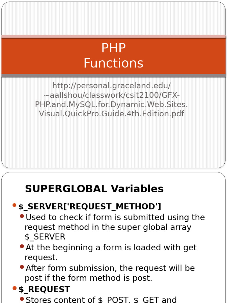 Topic 8 CIS423 PHP Functions | PDF | Php | Computer File