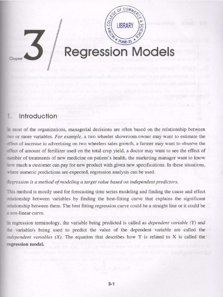 Machine Learning (3. Regression Models) 1 | PDF