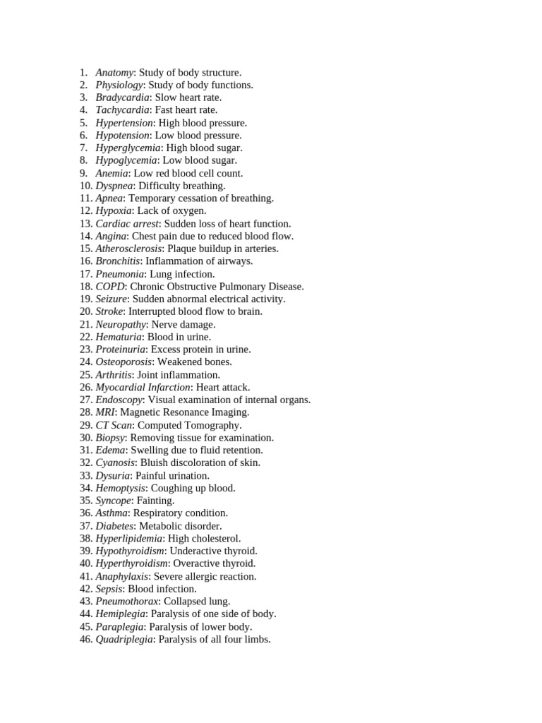 Medical Conditions and Terminology Guide | PDF | Shock (Circulatory ...