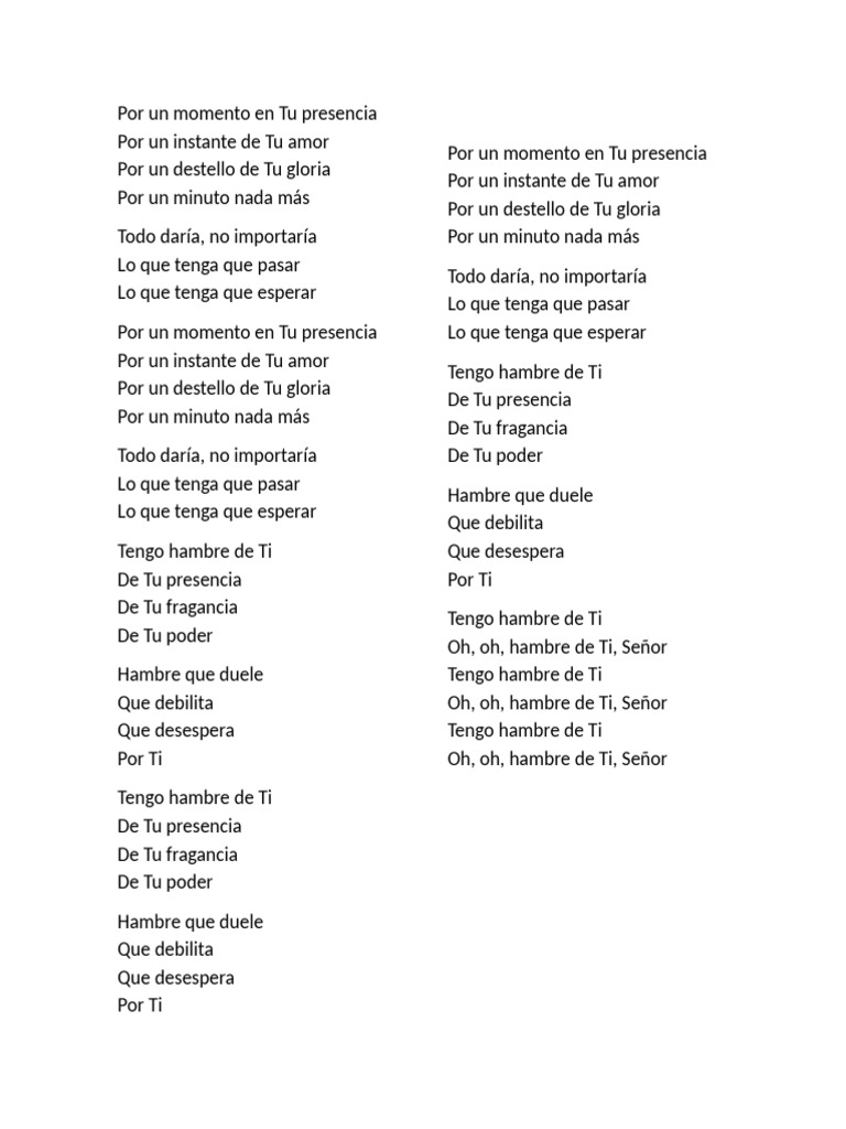 Por Un Momento en Tu Presencia | PDF