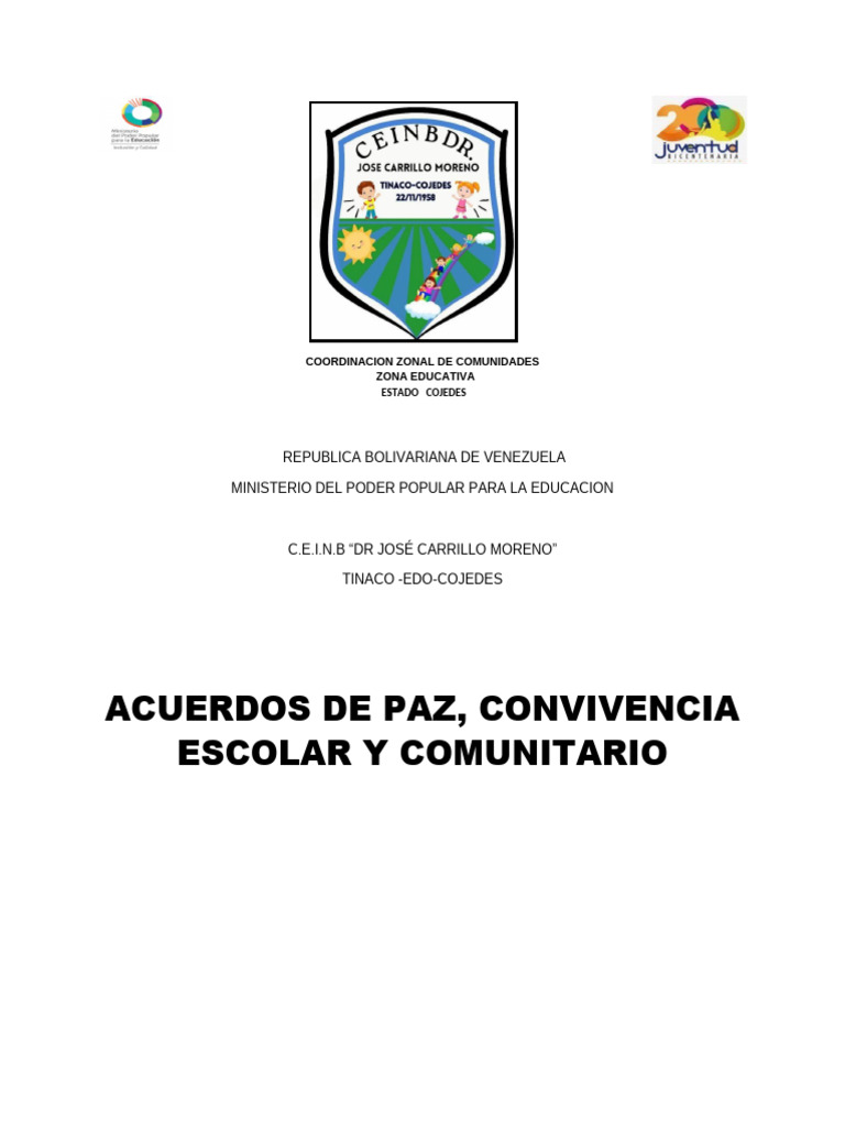 Acuerdos de Paz y Convivencia Escolar | PDF | Derechos humanos ...