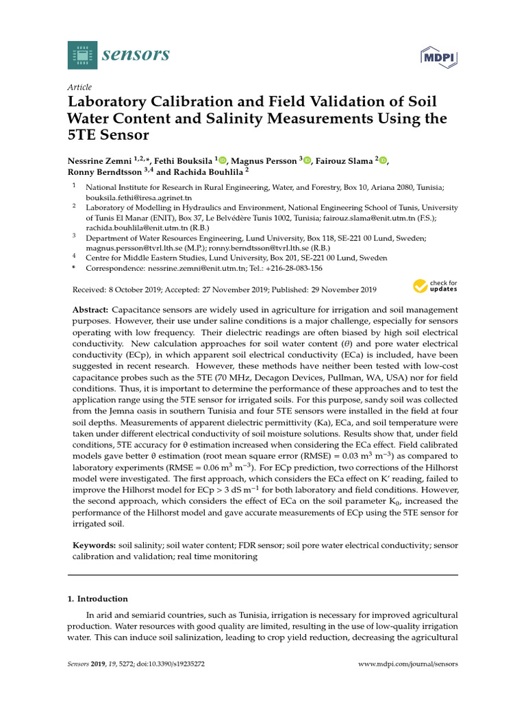 Soil Water and Salinity Measurement Validation | PDF | Soil | Dielectric