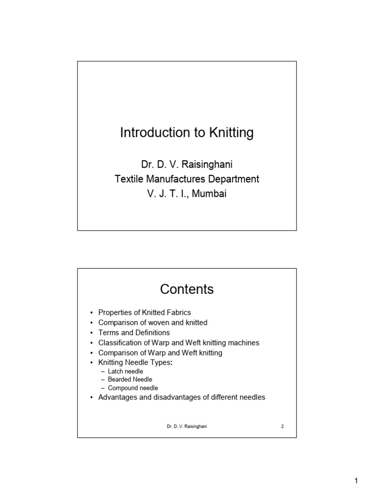 Knitting Techniques and Machine Types | PDF | Knitting | Gauge (Knitting)