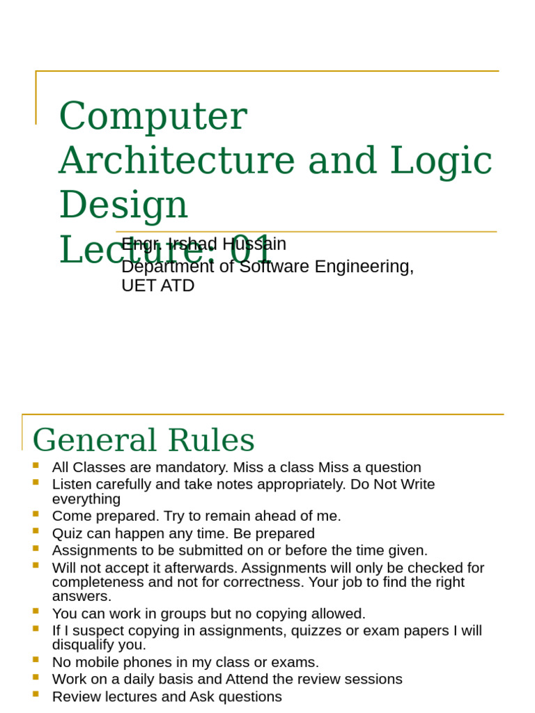 Computer Architecture Lecture 1 Guide | PDF | Computing