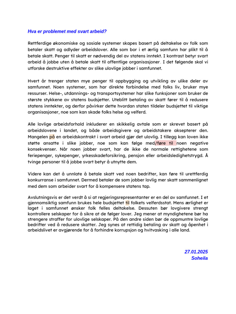 Hva Er Problemet Med Svart Arbeid | PDF
