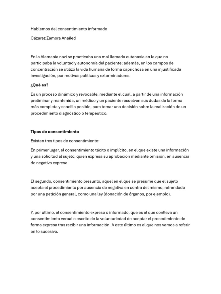 Consentimiento Informado: Claves y Tipos | PDF | Consentimiento ...