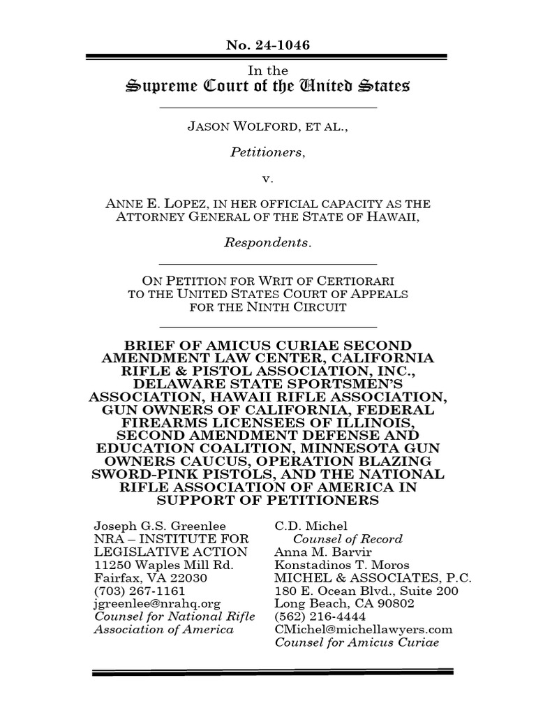 Wolford v. Lopez - Amicus Brief | PDF | Concealed Carry In The United ...