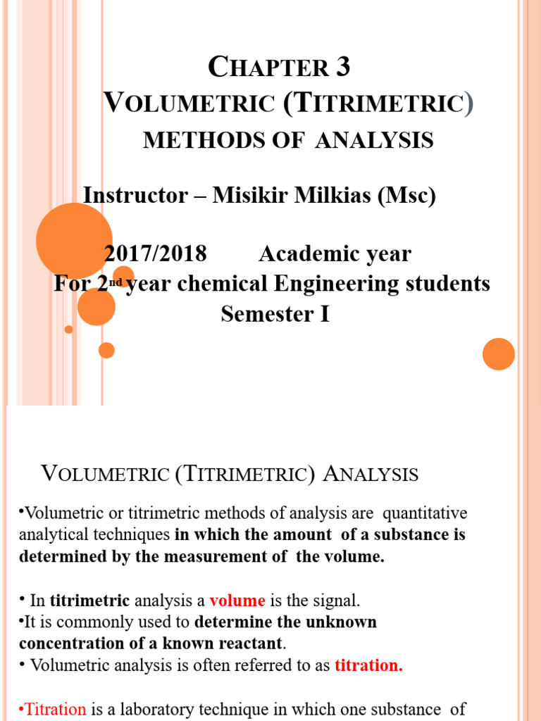 Titrimetric Analysis Principles | PDF | Chemistry | Titration