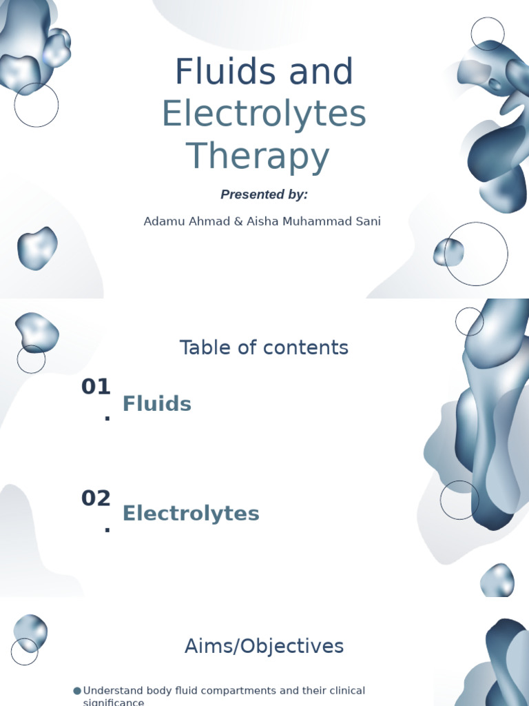 Fluid and Electrolyte Balance and Therapy | PDF | Saline (Medicine ...