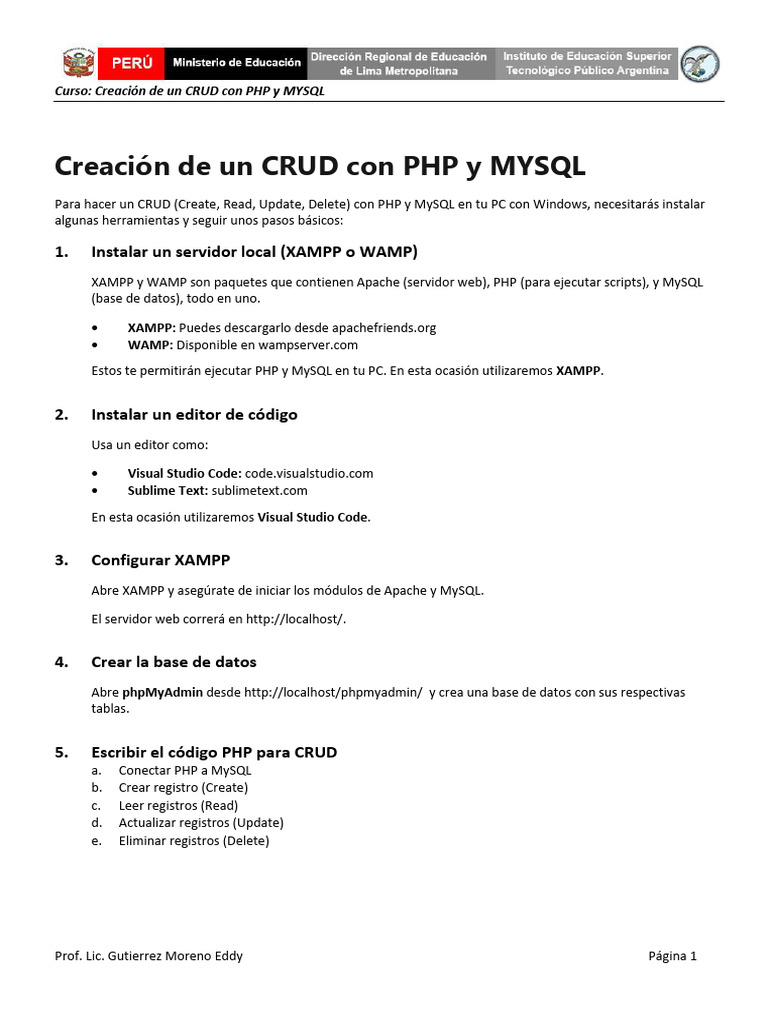 CRUD con PHP y MySQL en Windows | PDF | Mi sql | Php