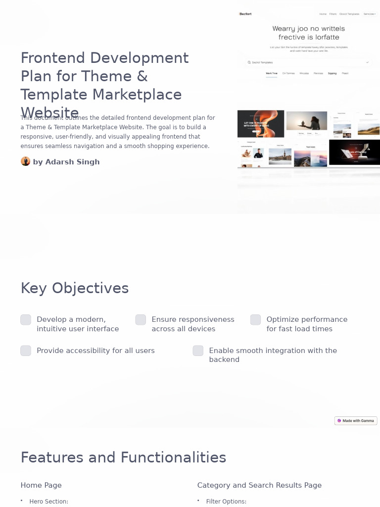 Frontend Development Plan for Marketplace | PDF | Software Testing ...