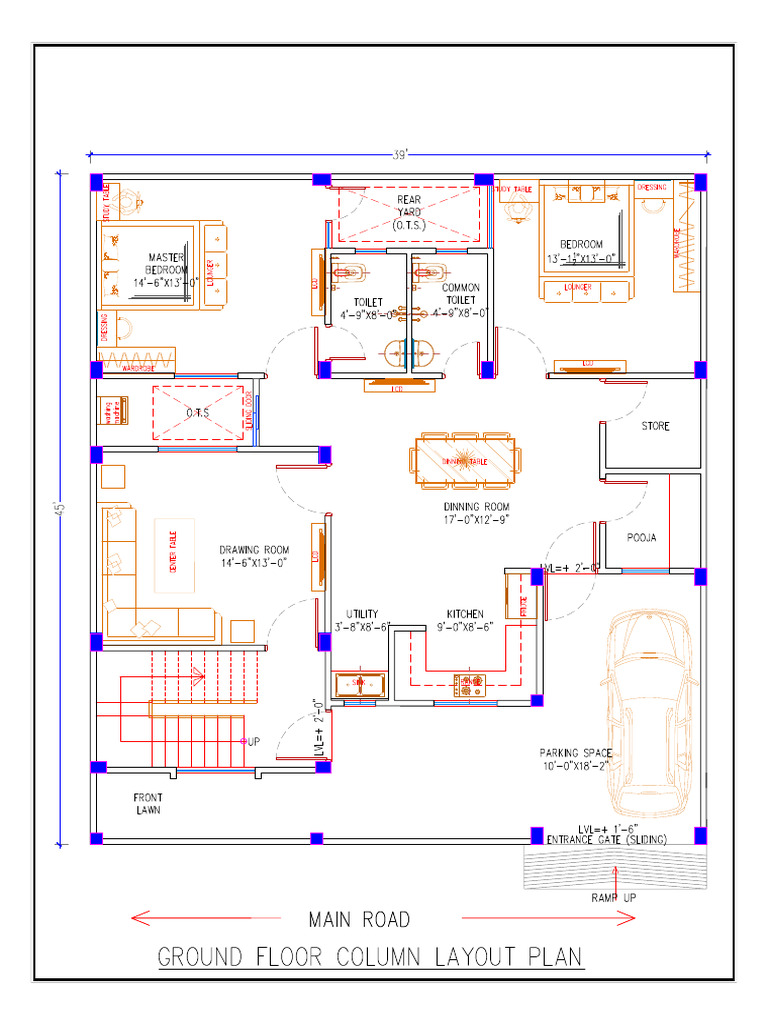 MR Anuj Mishra Ground Floor Plan Column Layout | PDF