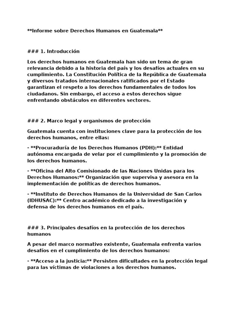 Informe sobre Derechos Humanos en Guatemala | PDF | Derechos humanos ...