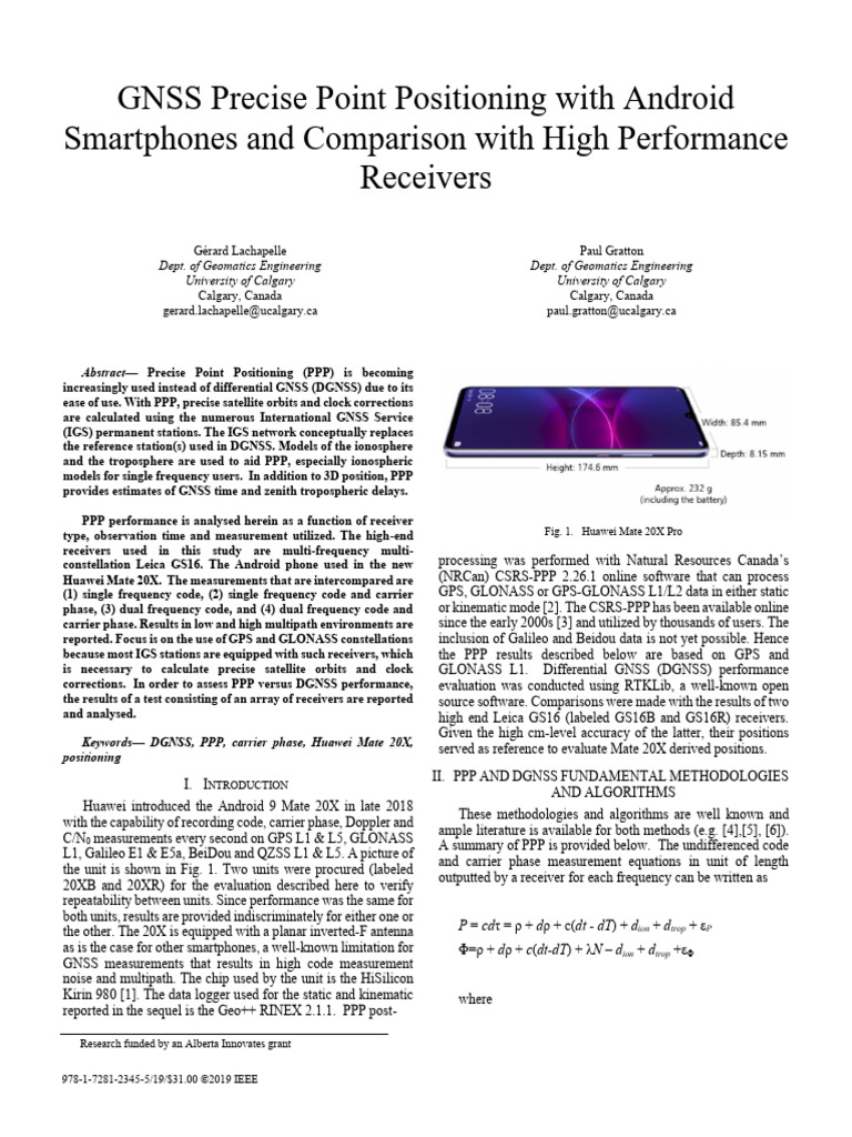 Lachapelle2019 GNSS Receivers Comparison With Smartphones | PDF ...