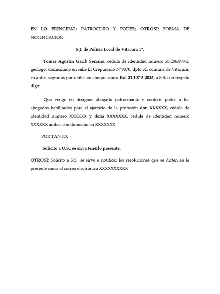 Modelo Patrocinio y Poder Con Forma de Notificacion | PDF