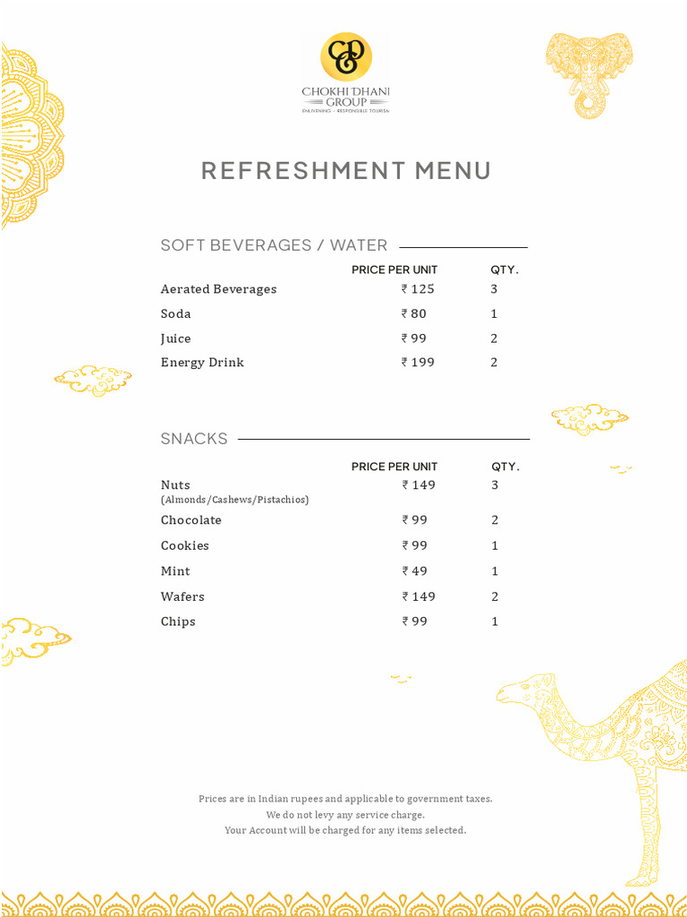 Mini Bar Menu 2 | PDF