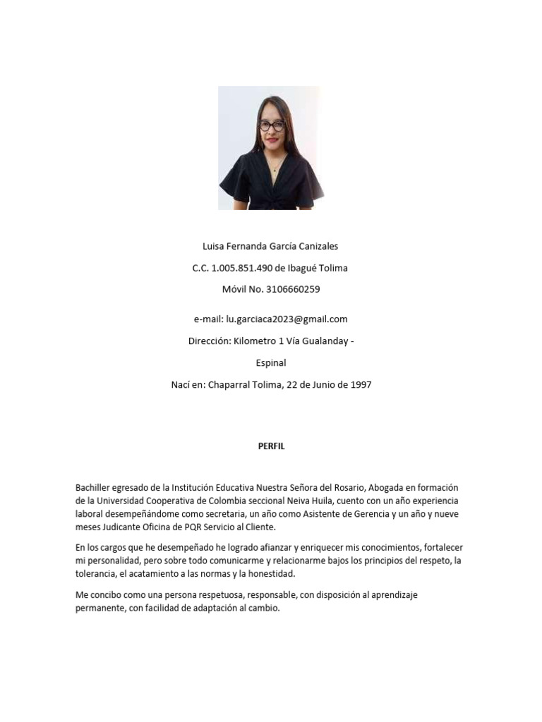 Perfil Profesional de Luisa García | PDF