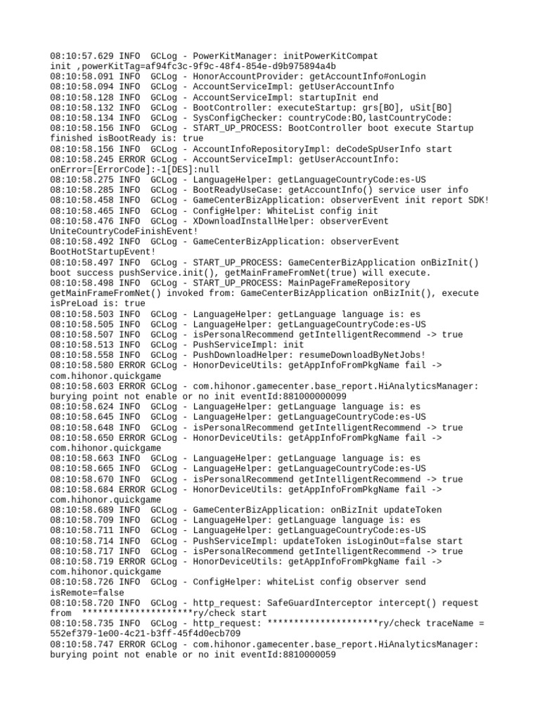 Game Center Initialization Log Analysis | PDF | Computing | Software