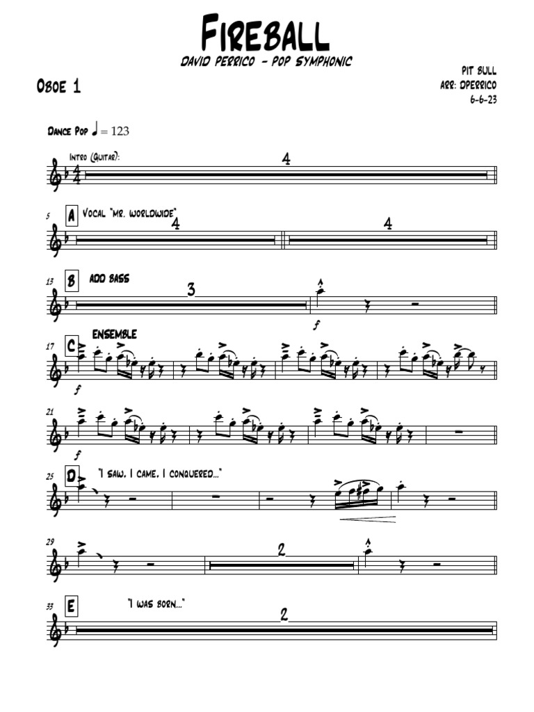 Fireball - Pop Symphonic - Oboe 1 | PDF
