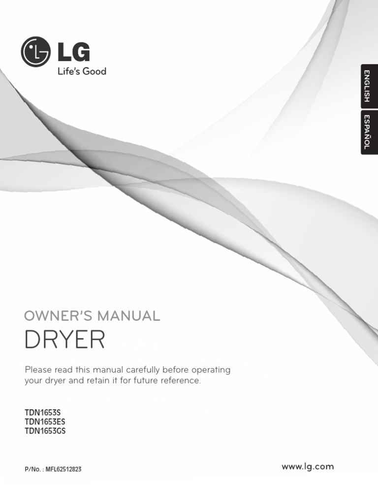 LG Dryer TDN1653 Series Manual | PDF | Duct (Flow) | Clothes Dryer