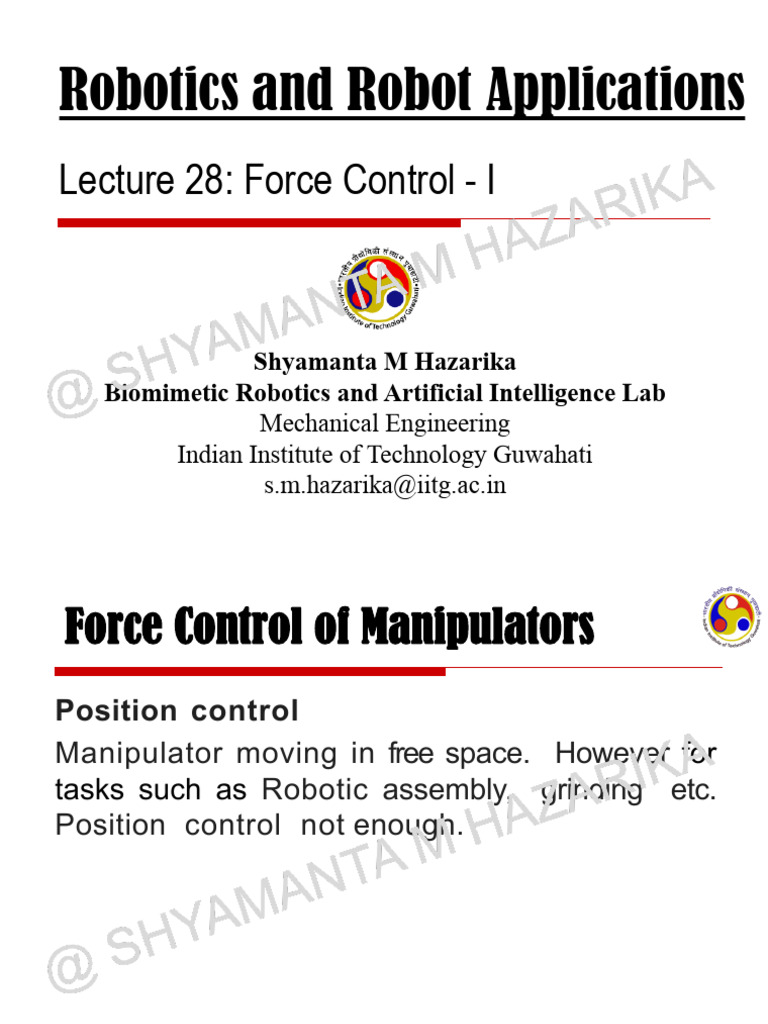Force Control in Robotics Manipulators | PDF | Force | Torque