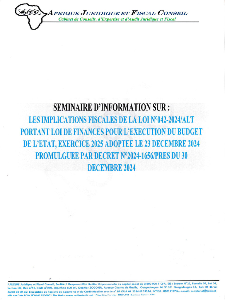 Implications fiscales loi de finances 2025 | PDF | Impôts | Financement ...