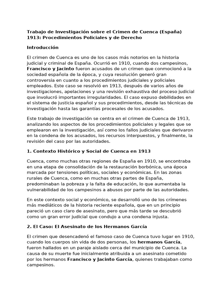 Resumen del Crimen de Cuenca 1913 | PDF | Crímenes | Crimen y violencia
