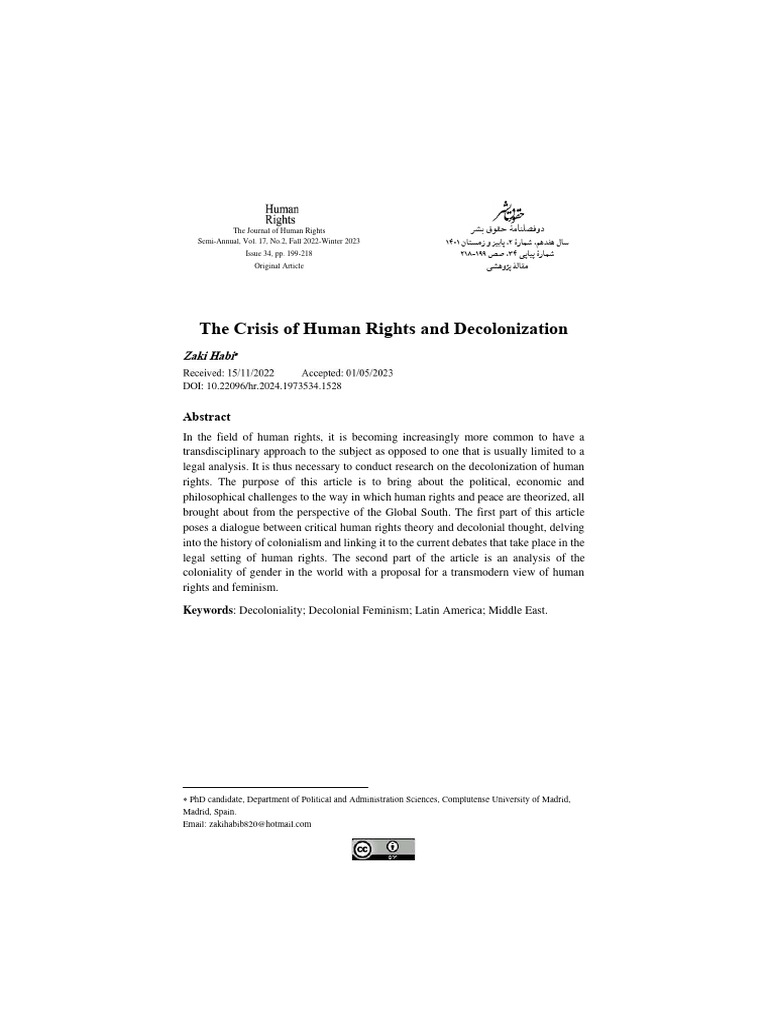 The Crisis of Human Rights and Decoloniz | PDF | Human Rights | Feminism