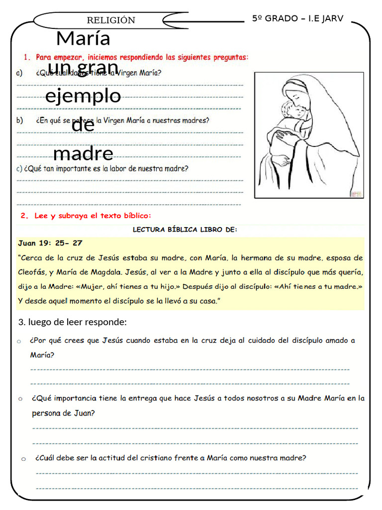 Ficha Religion-Maria Madre de Todos | PDF