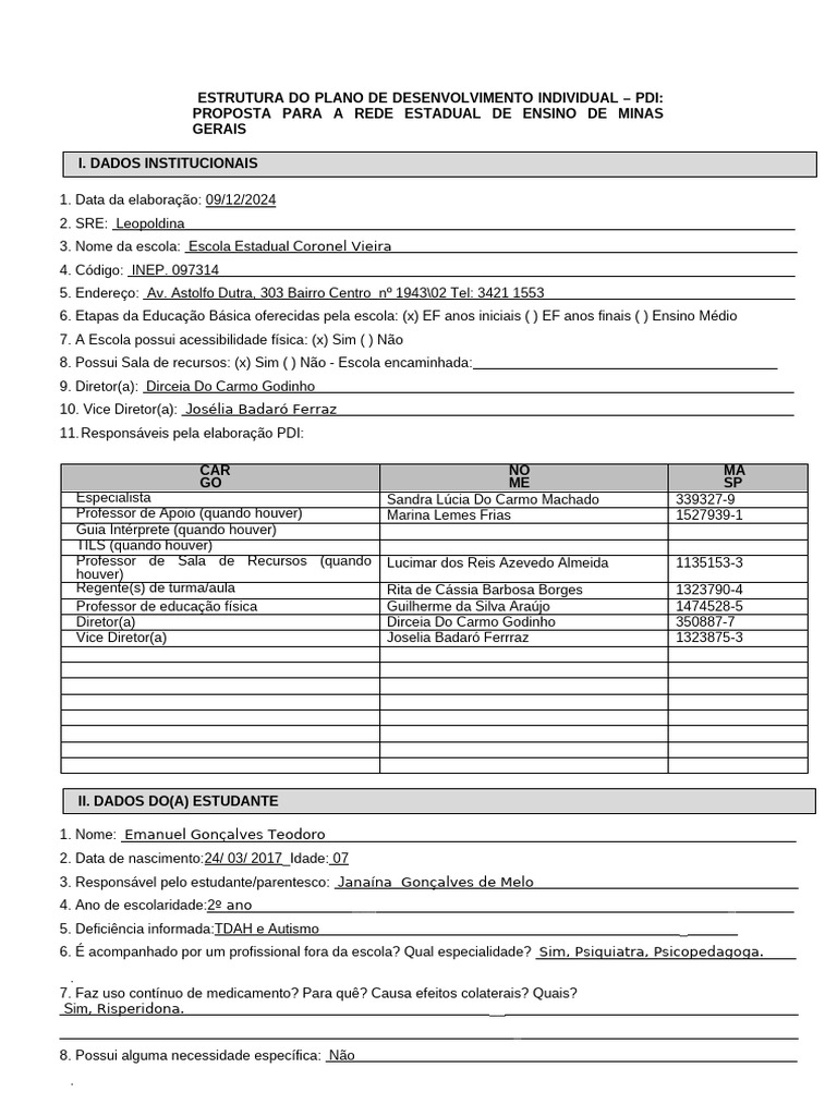 Plano de Desenvolvimento Individual - PDI | PDF | Pensamento | Danças