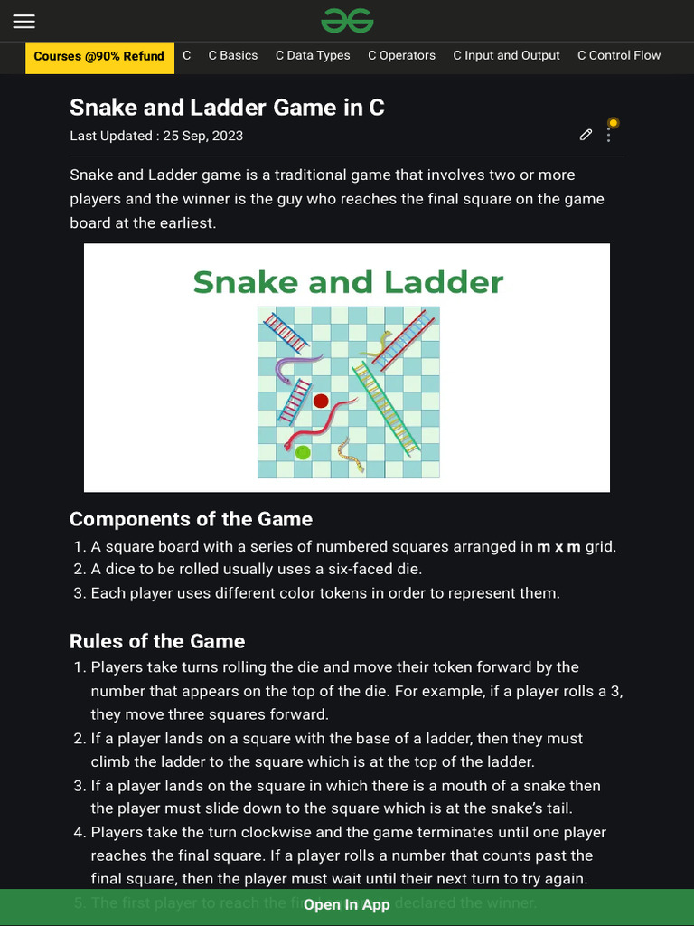 Snake and Ladder Game in C | PDF | Computer Programming | Numbers