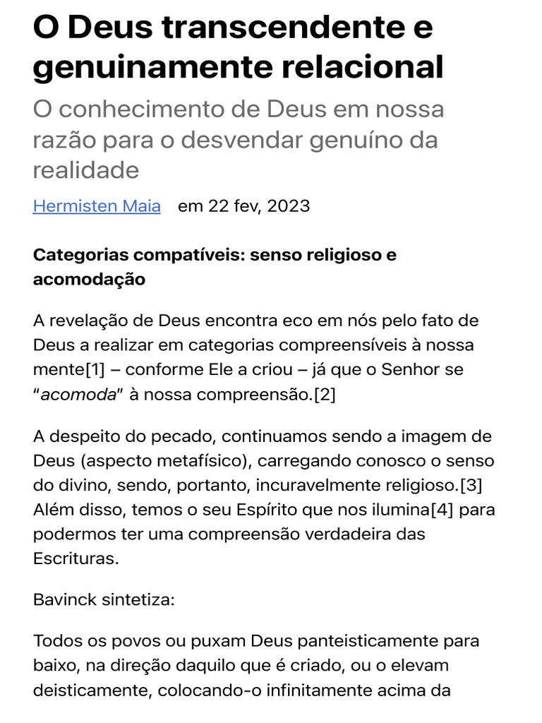 Realidade - O Deus Transcendente e Genuinamente Relacional | PDF | Deus ...