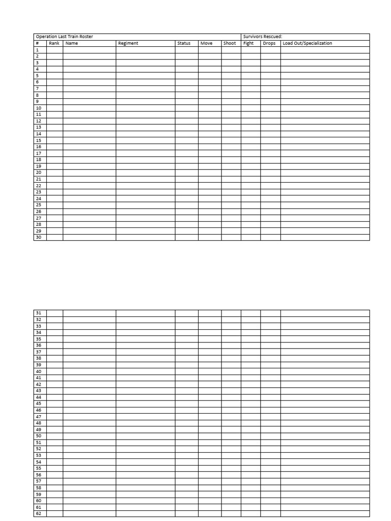 Operation Last Train Roster v.1 | PDF