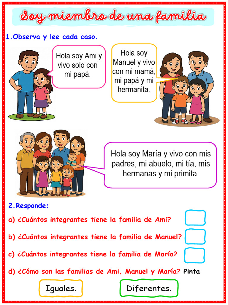 Ficha sobre la familia para niños | PDF