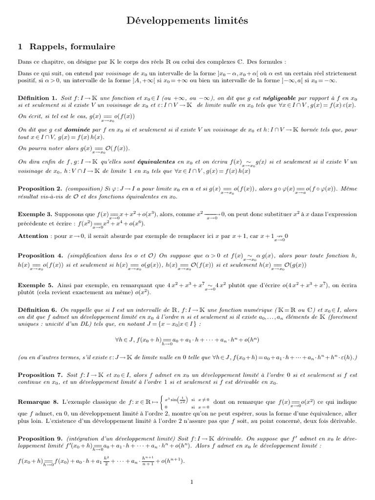 Développements limités et substitutions | PDF | Limite (mathématiques ...